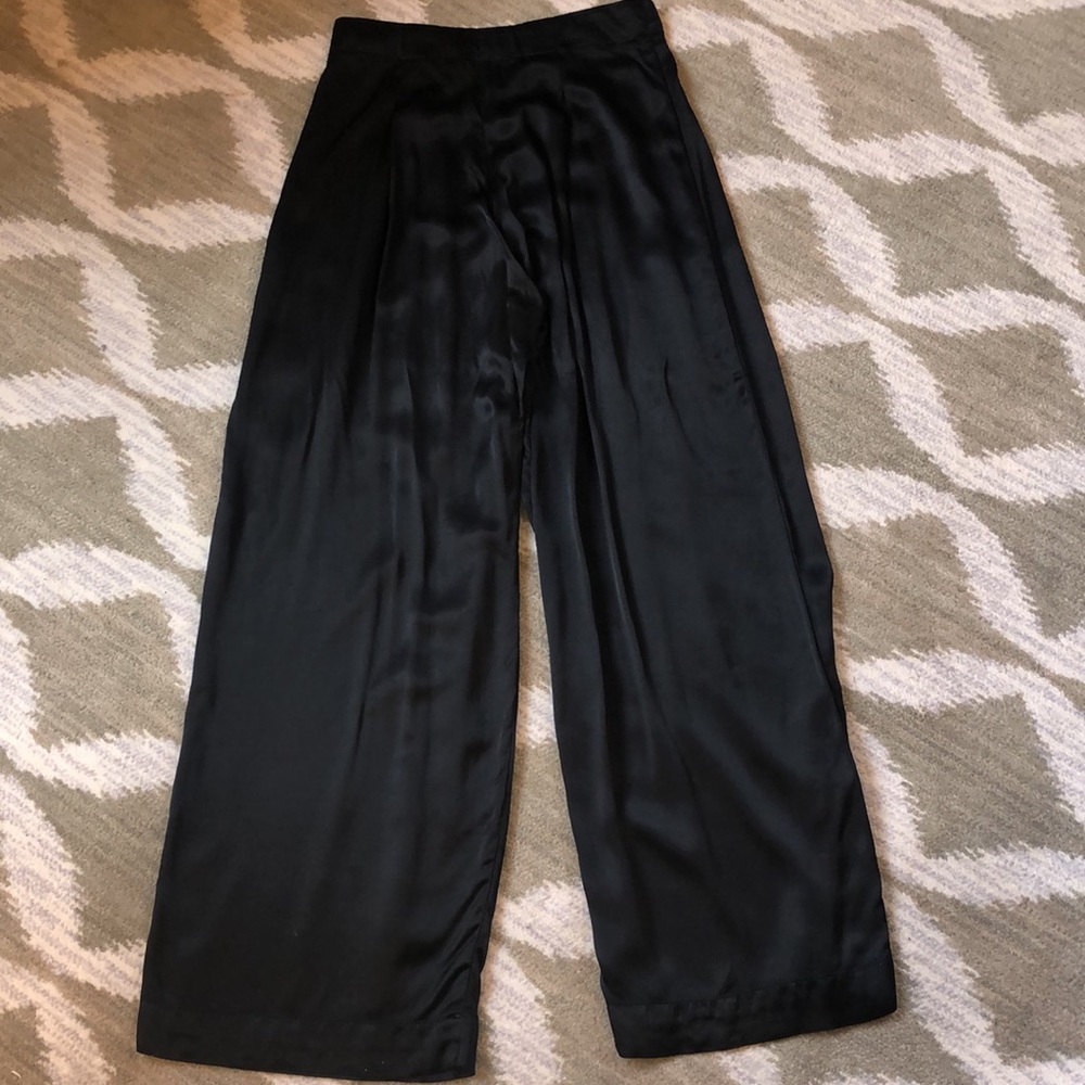 Tina&Jo Black Satin Palazzo Pants Medium - image 4